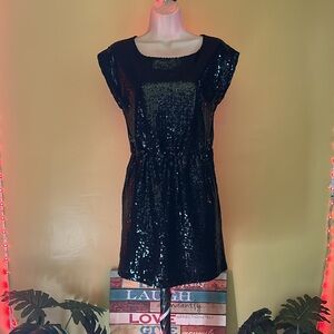 Annabella Size S Sequined Sheer Cut Out Keyhole Dress